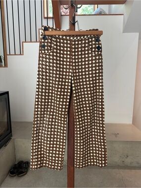 Kids’ Misha And Puff Brown and Cream Knit Wide-Leg Sailor Pants